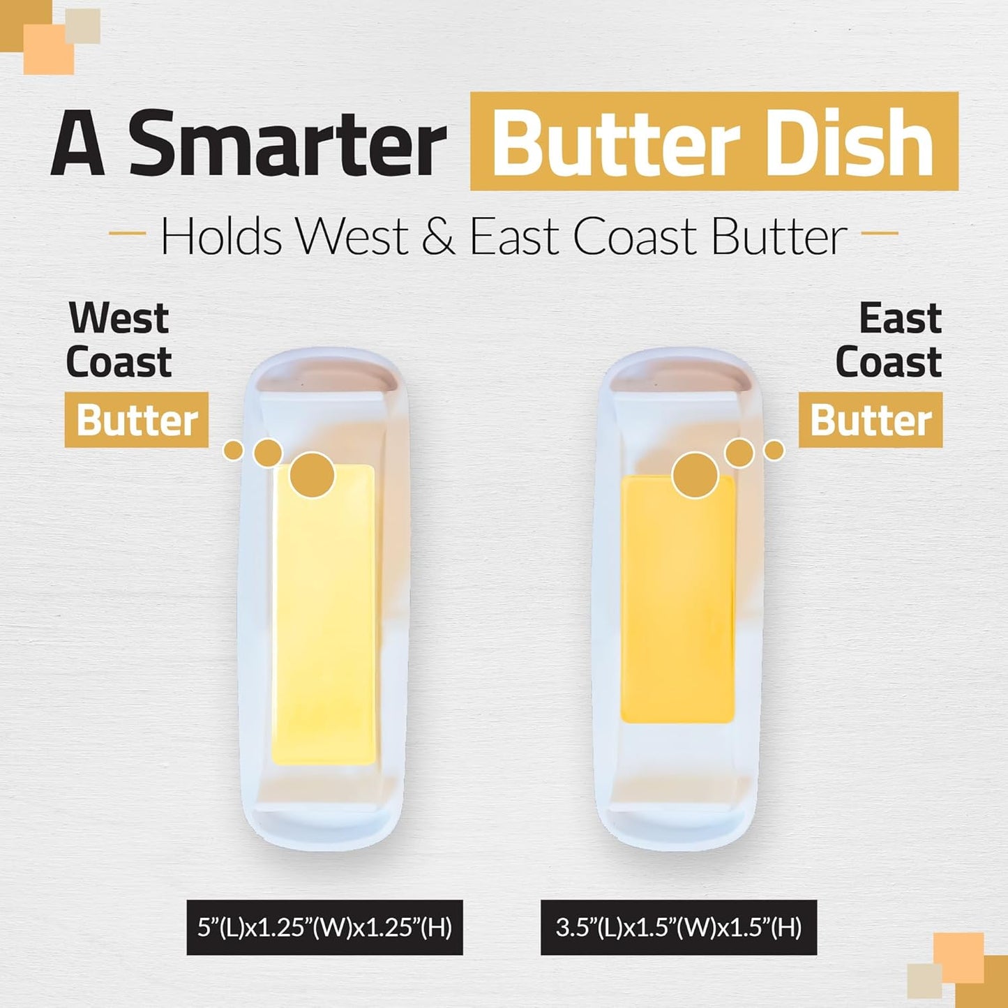 Butter Hub Butter Dish with Lid and Knife, Magnetic Butter Keeper, Easy Scoop, No Mess Lid, Plastic, Dishwasher Safe (Grey)