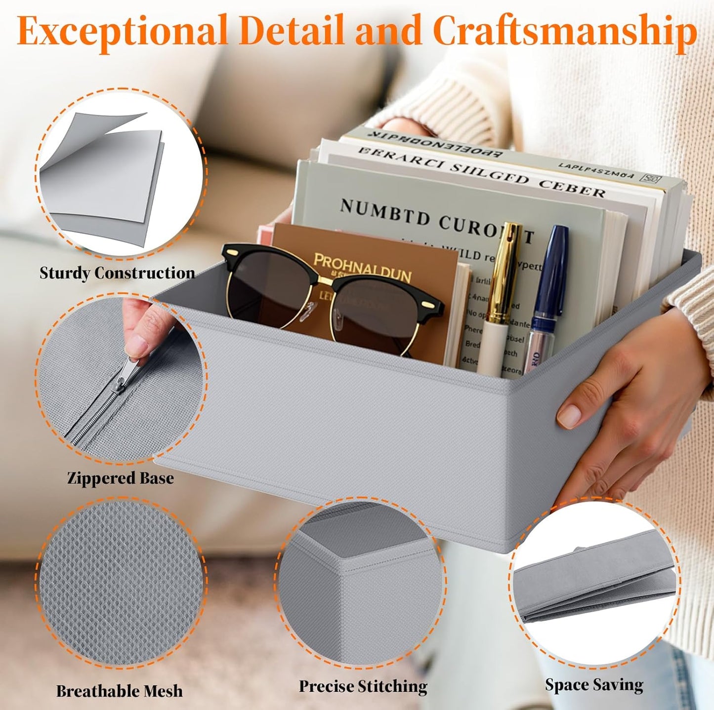 Drawer Organizer Clothes, 16 Pack Drawer Organizers and Underwear Organizer for Nursery, Dividers Clothes Organizer, Closet Organization and Foldable Storage Bins for Socks, Bra, Tie, Grey