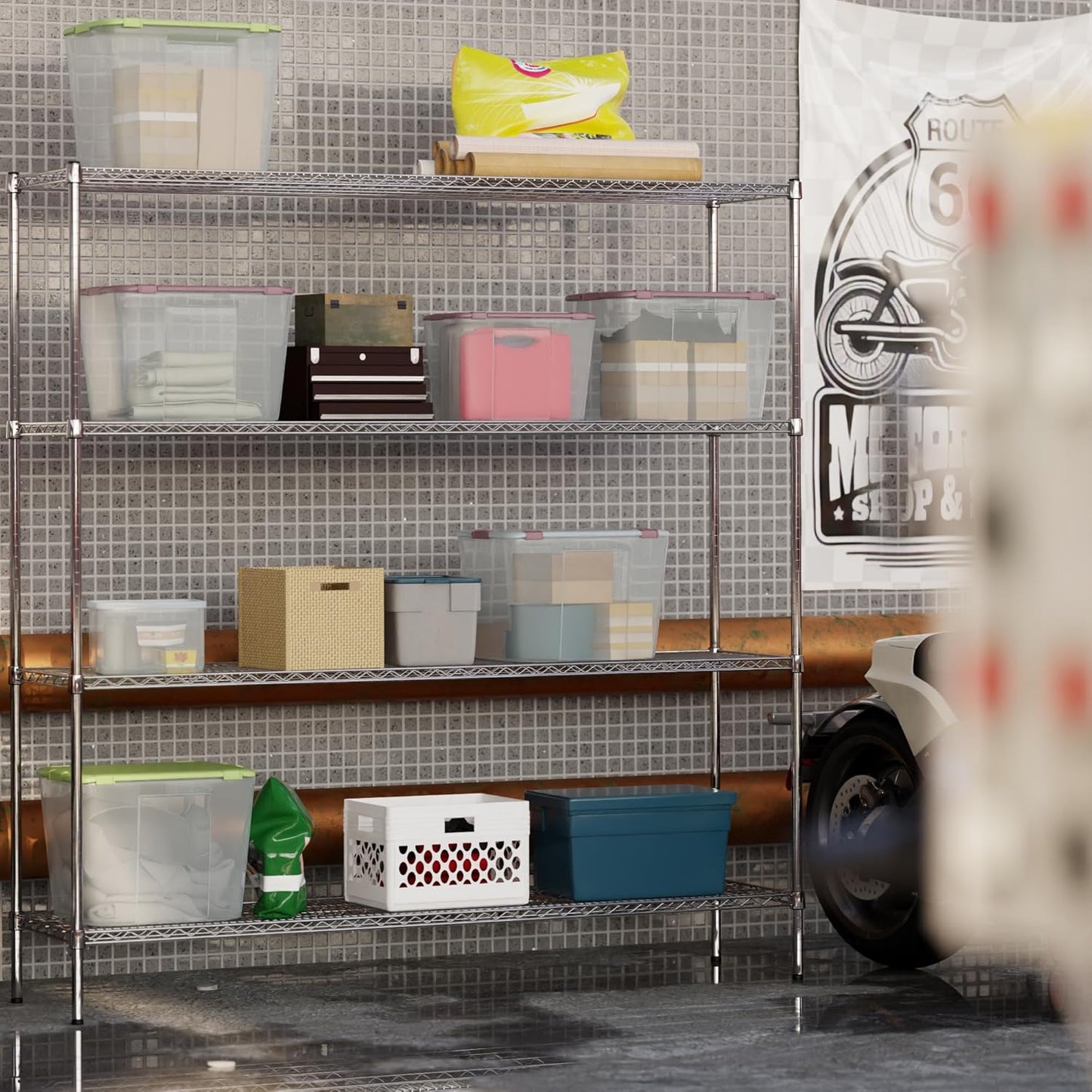 18" Deep x 72" Wide x 74" Height Wire Shelving Kit | 4-Tier | NSF Commercial Storage Rack Unit