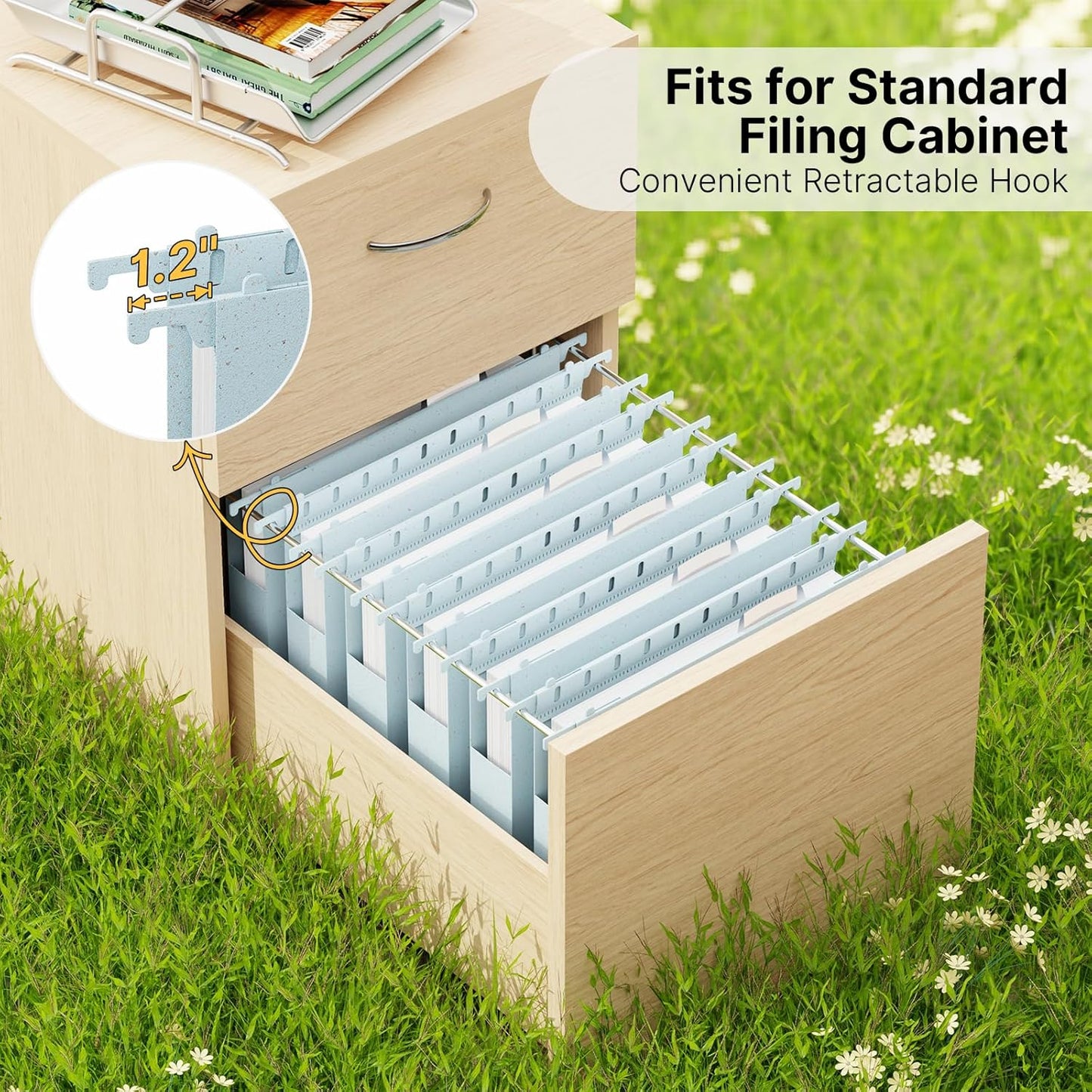 Extra Capacity Hanging File Folder Letter Size,12 Pack Heavy Duty 1 Inch Expansion Filing Cabinet Folders,Wheat Straw Plastic Hang Folder, Reinforced Hanging File Organizer(Morandi Blue)