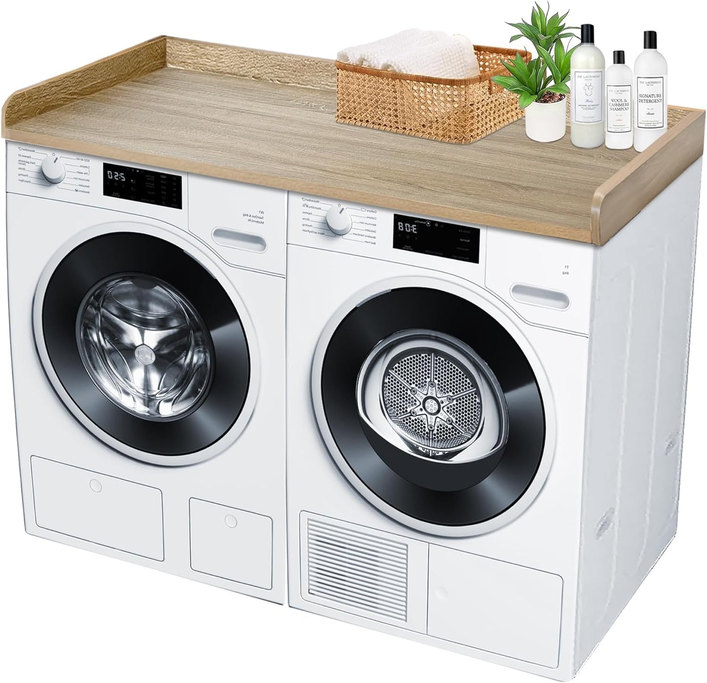Royxen Laundry Countertop Solid Wood, Countertop for All Front-Loaded Washing Machine and Dryer, Extra Room for Laundry Room, White Oak