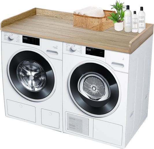 Royxen Laundry Countertop Solid Wood, Countertop for All Front-Loaded Washing Machine and Dryer, Extra Room for Laundry Room, White Oak