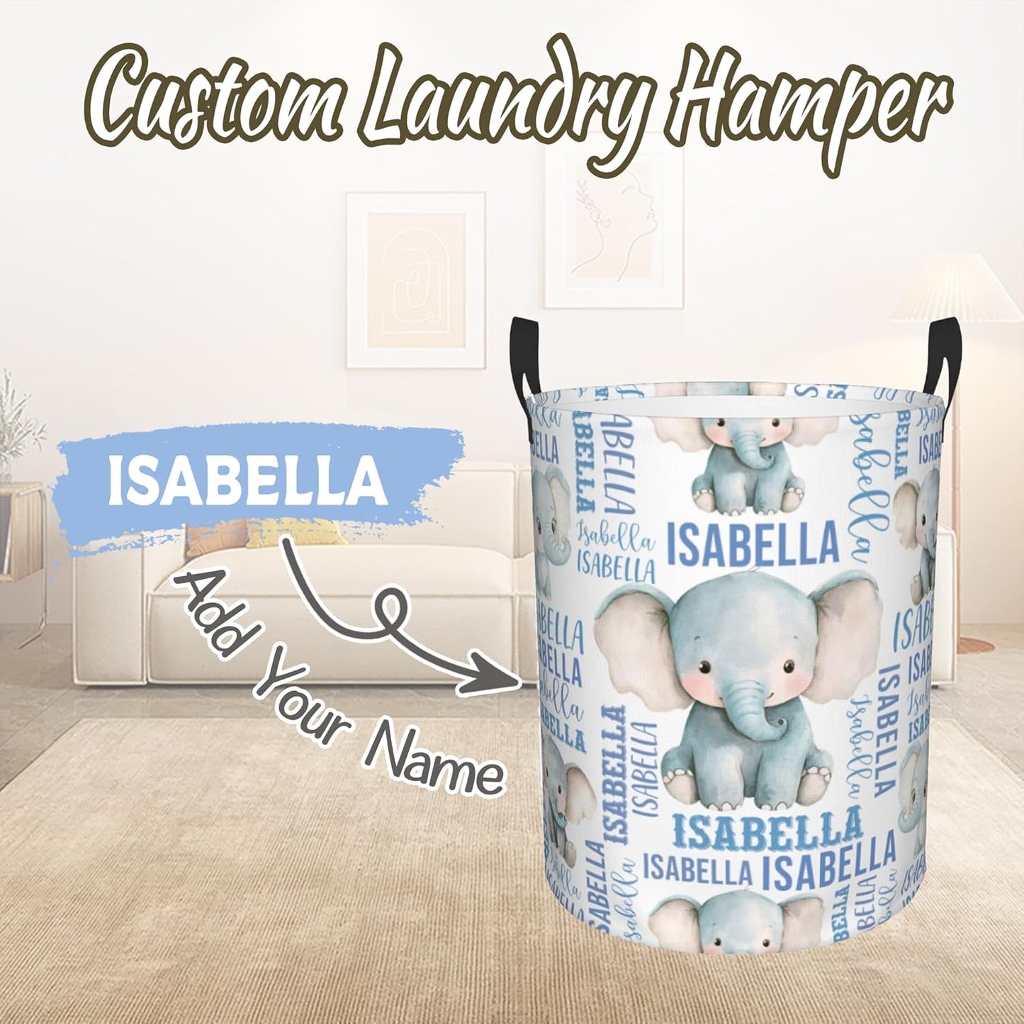 Custom Name Laundry Hamper, Personalized Laundry Baskets with Name for Boys Girls Women Men, Customized Collapsible Dirty Clothes Hamper Easy Storage Gifts for Bedroom Bathroom Living Room