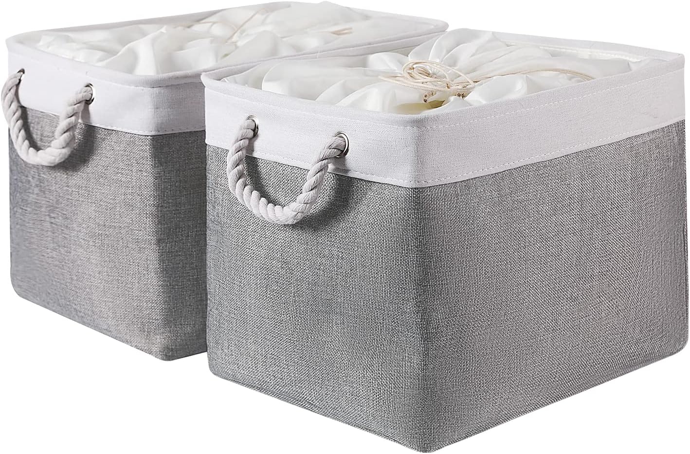 combocube 16 x 12 x 12 Inch Fabric Storage Bins for Shelves, Linen Storage Organizer Storage Basket with Ropes for Laundry, Home, Closet, Office, Clothes, Toys Organizer