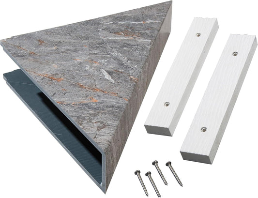 Palisade Vinyl Waterproof Corner Shower Shelf in Spanish Marble