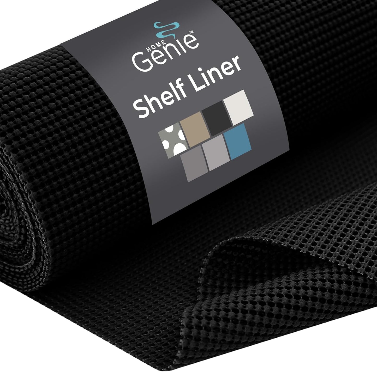 HOME GENIE Shelf Drawer and Cabinet Liner, Durable with Strong Grip, 17.5 in x 20 FT, Non Adhesive Liners Protect Kitchen Cabinets and Cupboard, Bathroom Drawers and Shelves, Desks, Pitch Black