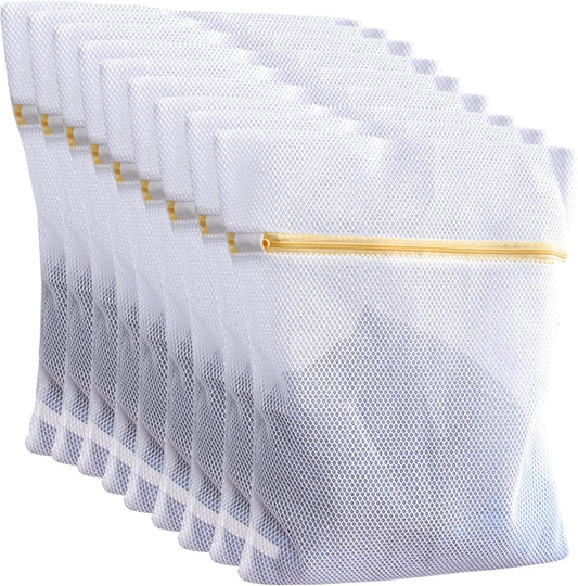 10 Pcs Laundry Bags Mesh Wash Bags, Premium Durable Double-Layer Honeycomb Mesh Laundry Bags for Delicates 12 x 16 Inches
