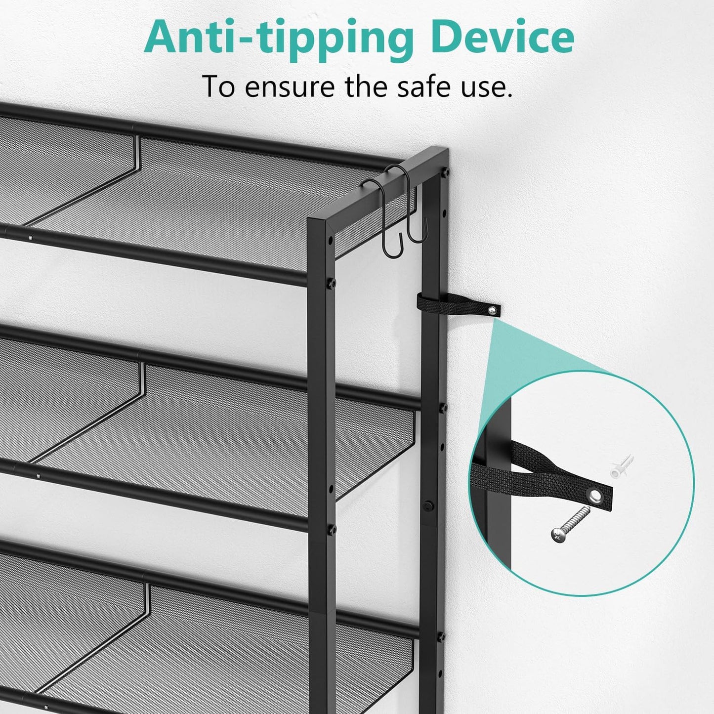 ASHLEYRIVER Over The Toilet Storage Rack, 4-Tier Storage Rack Toilet Adjustable Shelf Rack with Hooks & Roll Holder,Steel Black