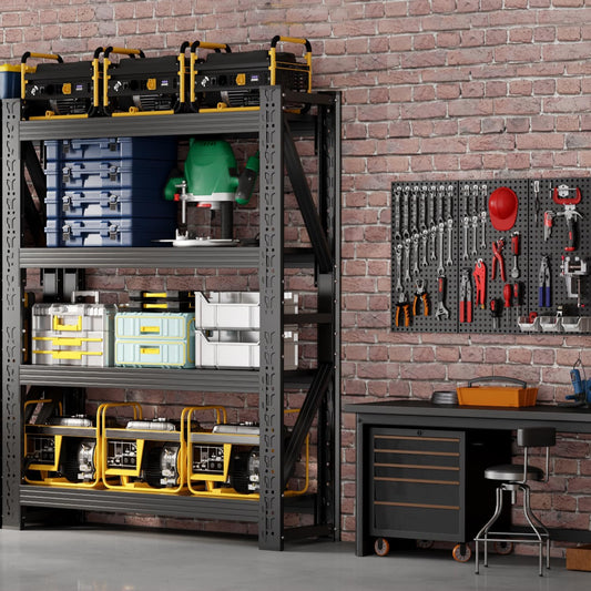 42" W Garage Shelving,4-Tier Heavy Duty Storage Shelves Unit with Adjustable Metal Shelf for Warehouse,Basement,Workshop,3400LBS,42" W x 20" D x 79" H,Black