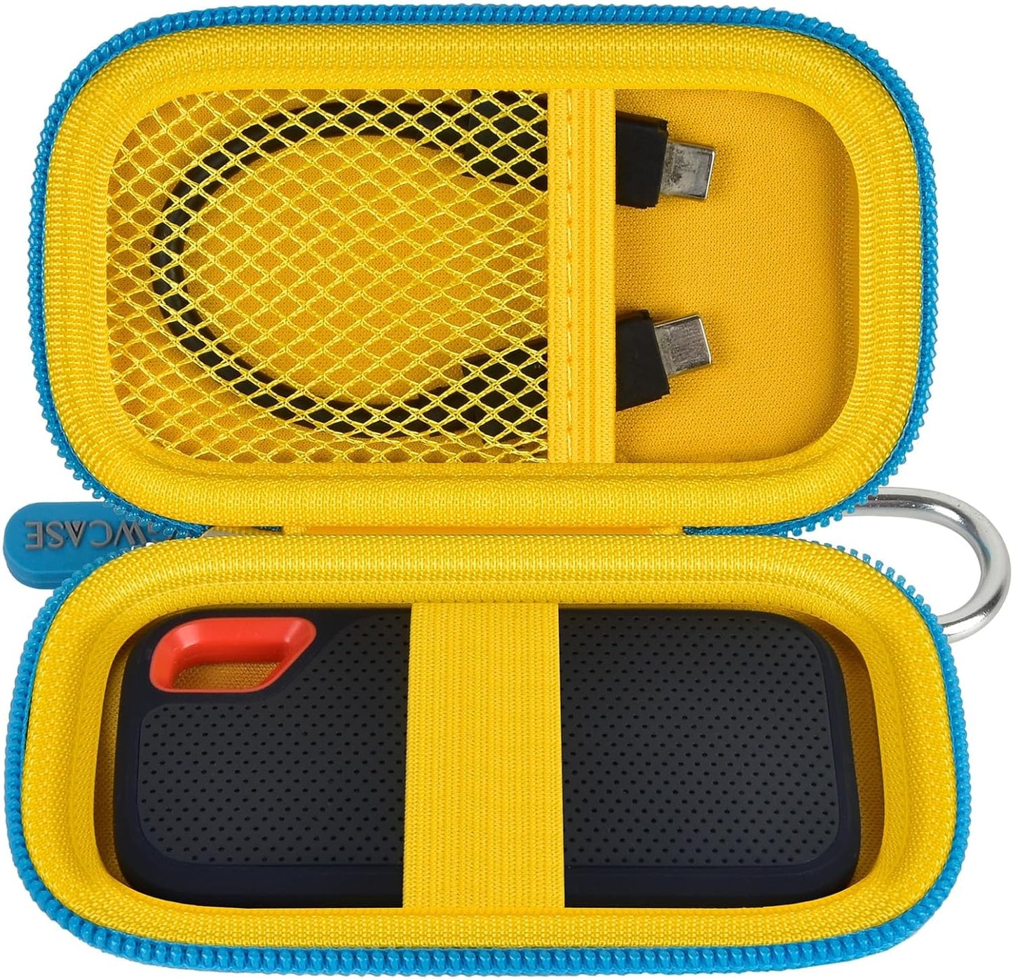 Hard Case Compatible with SanDisk 1TB 2TB 4TB 500GB 8TB Extreme Portable SSD - Up to 1050MB/s - USB-C, USB 3.2 Gen 2 External Solid State Hard Drive Storage Holder for Cables-Blue-Yellow (Box Only)
