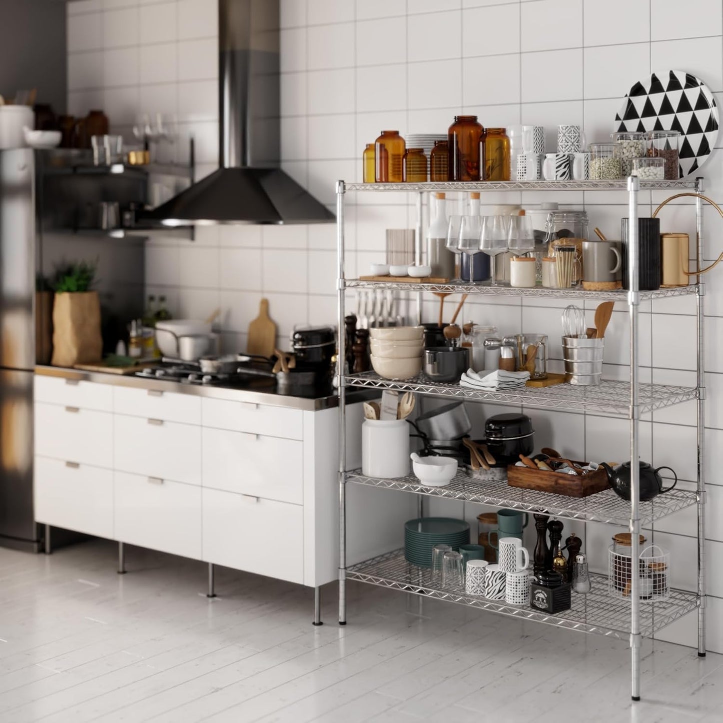 21" Deep x 48" Wide x 64" Height Wire Shelving Kit | 5-Tier | NSF Commercial Storage Rack Unit