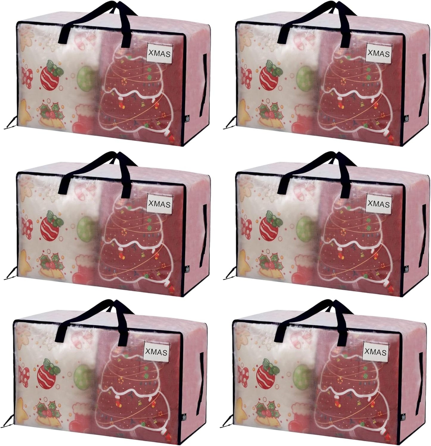 VENO 6 Pack Moving Bags and Large Christmas Decoration Storage Bins with lids. Alternative to Moving Boxes, Packing Supplies for College. Heavy Duty Totes (Clear, 6 Pack)