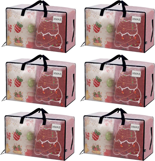 VENO 6 Pack Moving Bags and Large Christmas Decoration Storage Bins with lids. Alternative to Moving Boxes, Packing Supplies for College. Heavy Duty Totes (Clear, 6 Pack)