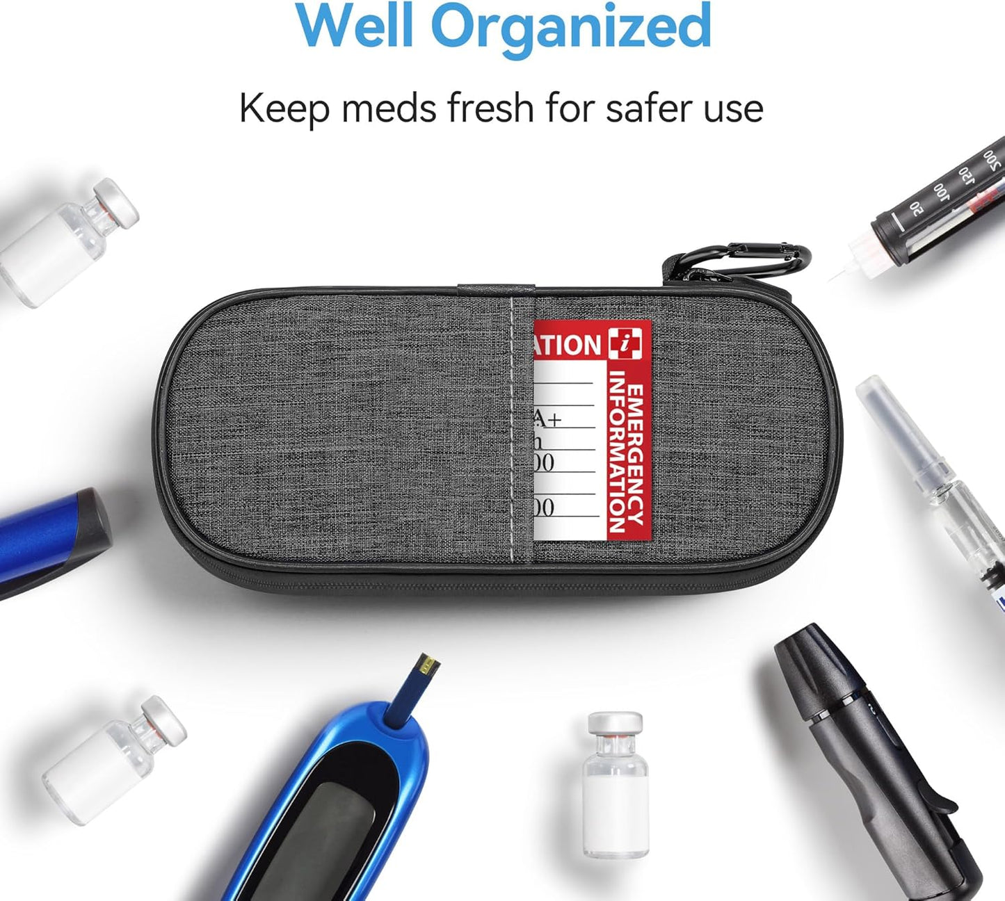 Insulin Pen Cooler Travel Case Diabetic Medication Insulated Cool Organizer with 2 Reusable Ice Packs for Insulin Pen and Other Diabetic Supplies, for the Daily Life and Trip(Grey)