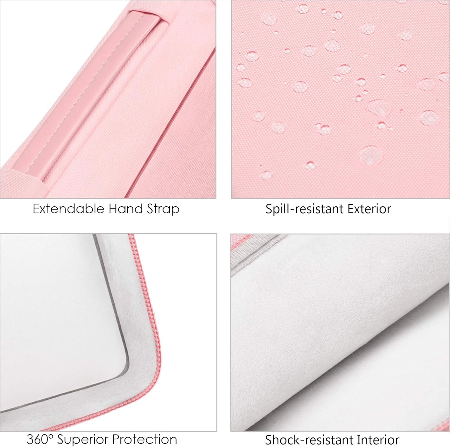 Lacdo 360° Protective Chromebook Case 11 Inch Laptop Sleeve for 11 Inch Acer HP Lenovo Dell Samsung ASUS Chromebook Spin 311, 13 Inch Microsoft Surface Pro 11th Copilot+PC/10/9/8/X Computer Bag, Pink