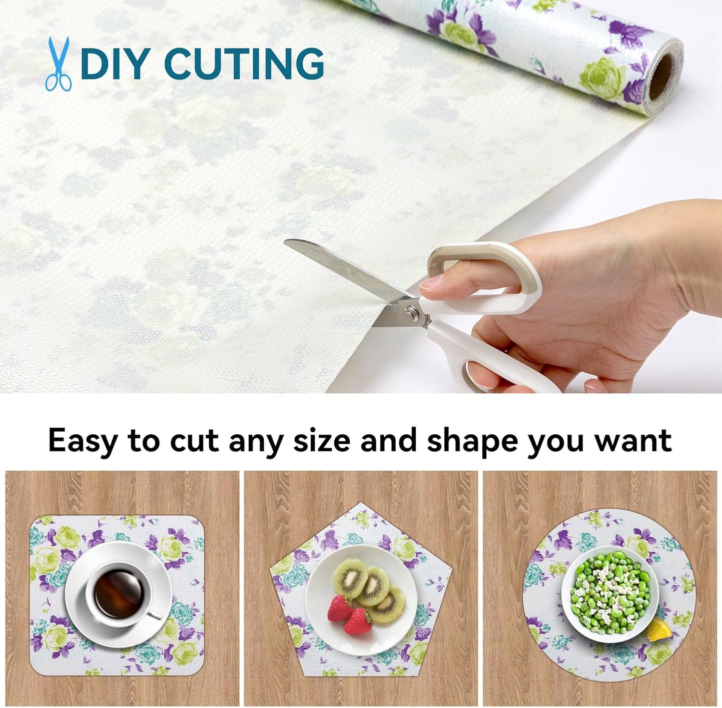 12" W x 120" L Floral Drawer and Shelf Liner for Cabinets, Non-Adhesive Strong Grip Non-Slip Flower Shelf Cabinet Kitchen Shelf Liners for Kitchen Cabinets