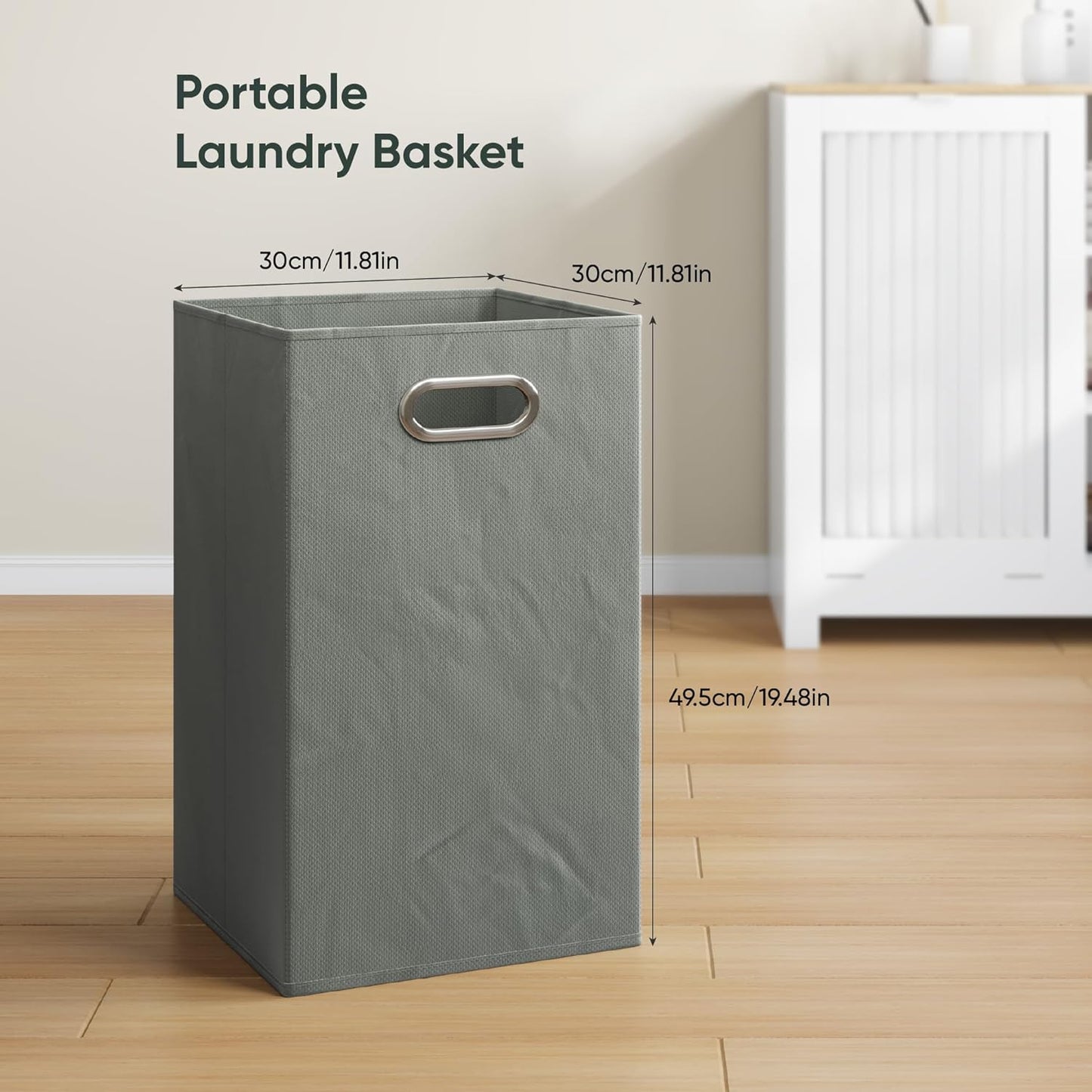 Tilt Out Laundry Hamper Cabinet with Louvered Door, Canvas Basket and 3 Open Side Shelves, Hidden Trash Can Cabinet, Ideal for Laundry, Kitchen, Bathroom, White