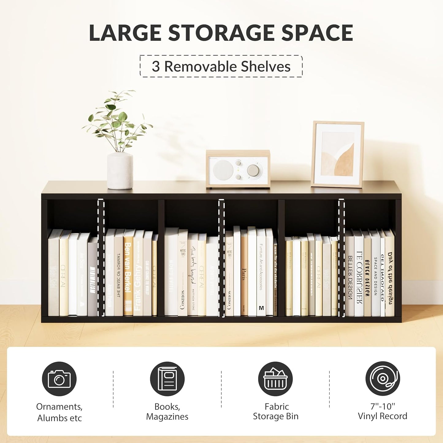IOTXY DIY Modular Cube Bookcase - CubeXY Customizable Stackable Expandable Basic Shelving Units, 6-Cube Wooden Open Bookshelf with Removable Shelves for Books Organizer, Black