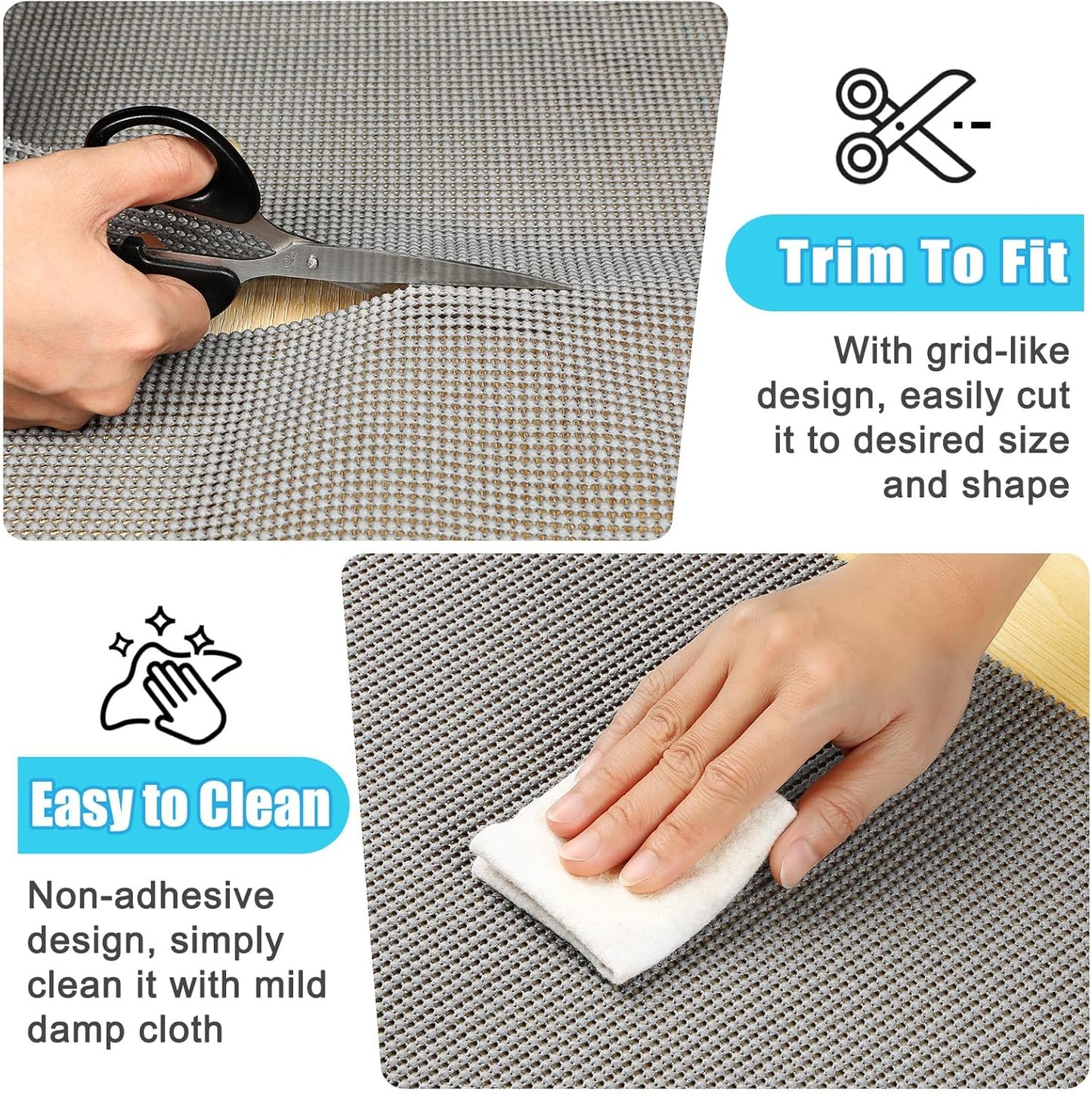 Songrey Non-Adhesive Drawer and Shelf Liner, Non Slip Cabinet Liners, Protect Kitchen Cupboard, Bathroom Drawers, Breathable, Thick Strong Grip mat (17.5IN x 20FT, Beige)