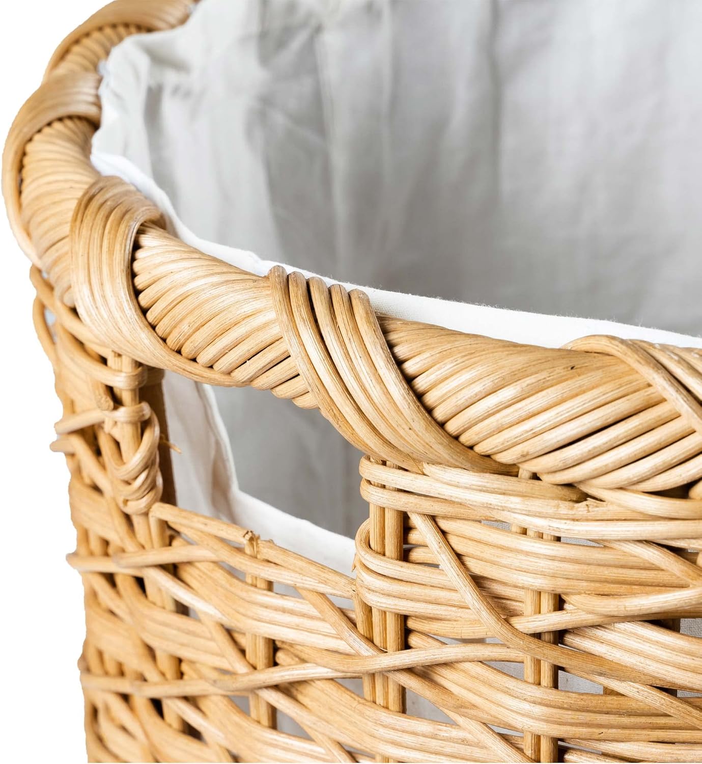 The Basket Lady Round Wicker Laundry Hamper, Extra Large, 23 in Dia x 28 in H, Sandstone