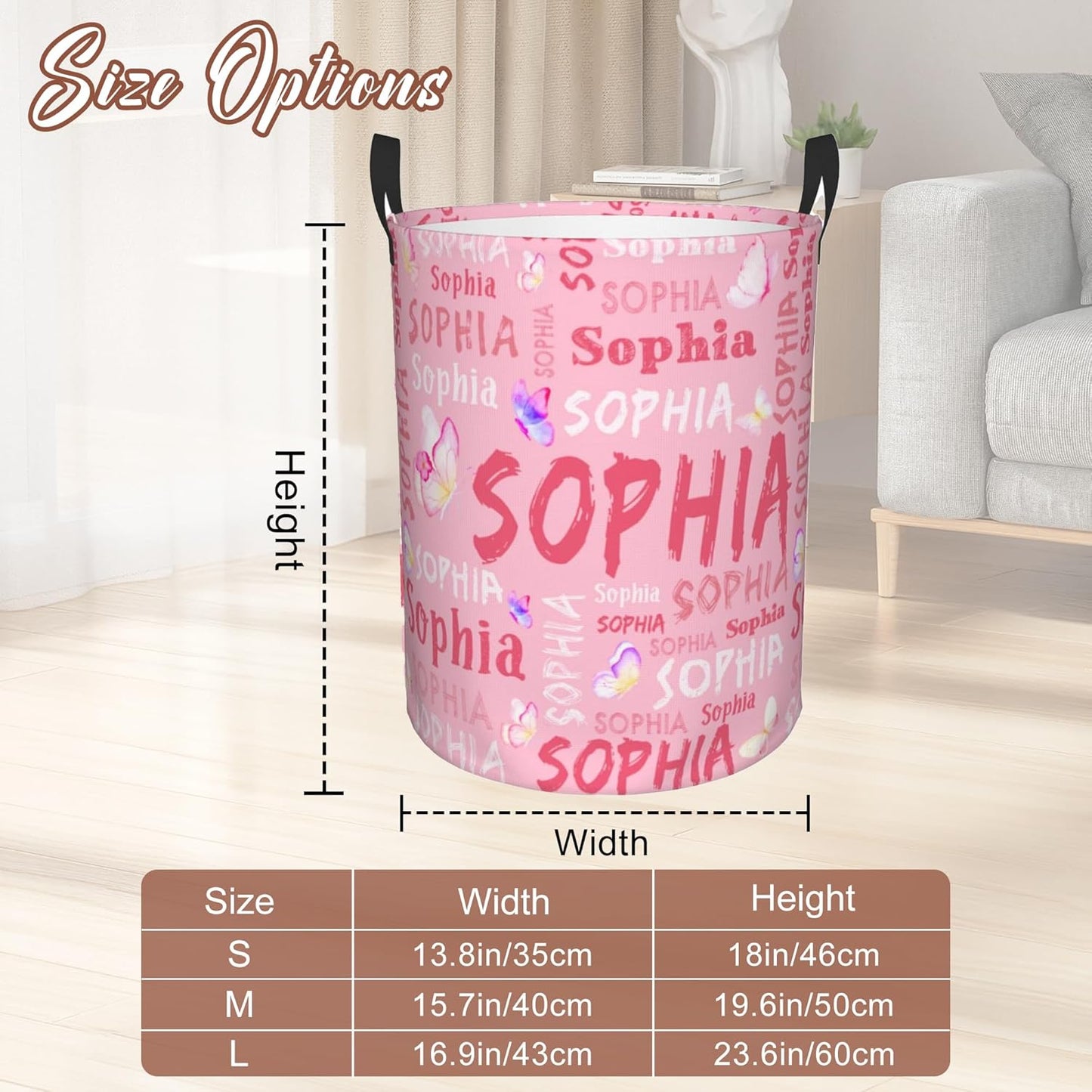 Custom Name Laundry Hamper, Personalized Laundry Basket with Name for Boys Girls Kids Men Women, Customized Name Dirty Clothes Basket Gifts for Clothes Toy Bathroom Bedroom Laundry Room Dorm