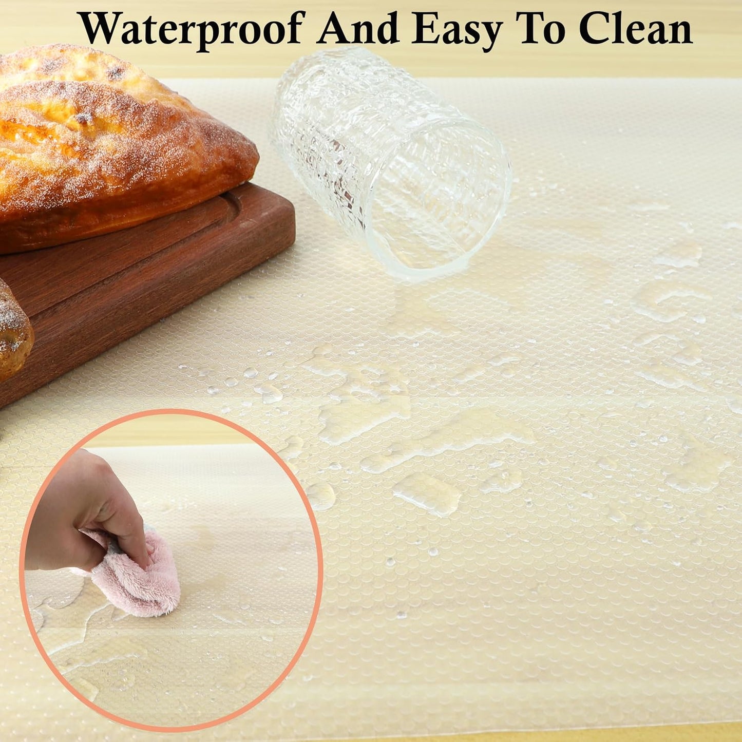 Shelf Liners for Kitchen Cabinets 16 Inch X 20 Ft Non Adhesive Cabinet Drawer Liner for Shelves Washable Cupboard Liner for Dresser Non Slip Waterproof Refrigerator Cabinet Pantry Bathroom Drawer Mat