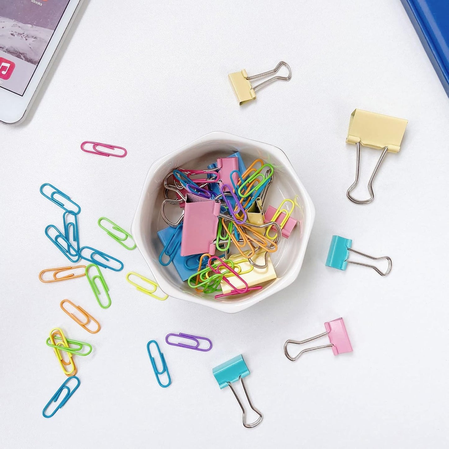 Paper Clip Holder Ceramic Paper Clip Holders Paperclips Holder Dispenser Cute Terrazzo Marble Paper Clip Organizer for Desk Binder Clip Holder Bobby Pin Hair Clip Holder Gift for Office Pink