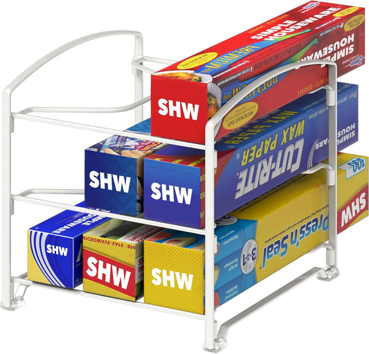 Simple Houseware Kitchen Wrap Organizer Rack, White