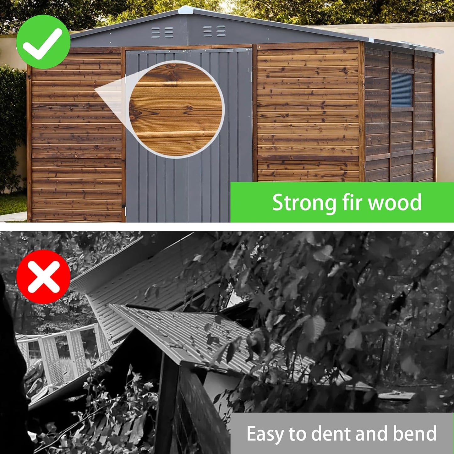 10x8 FT Wood Storage Shed, Outdoor Storage Shed with Lockable Door, Window & Vents, Waterproof Wooden Metal Tool Storage for Garden, Lawn, Backyard, Patio
