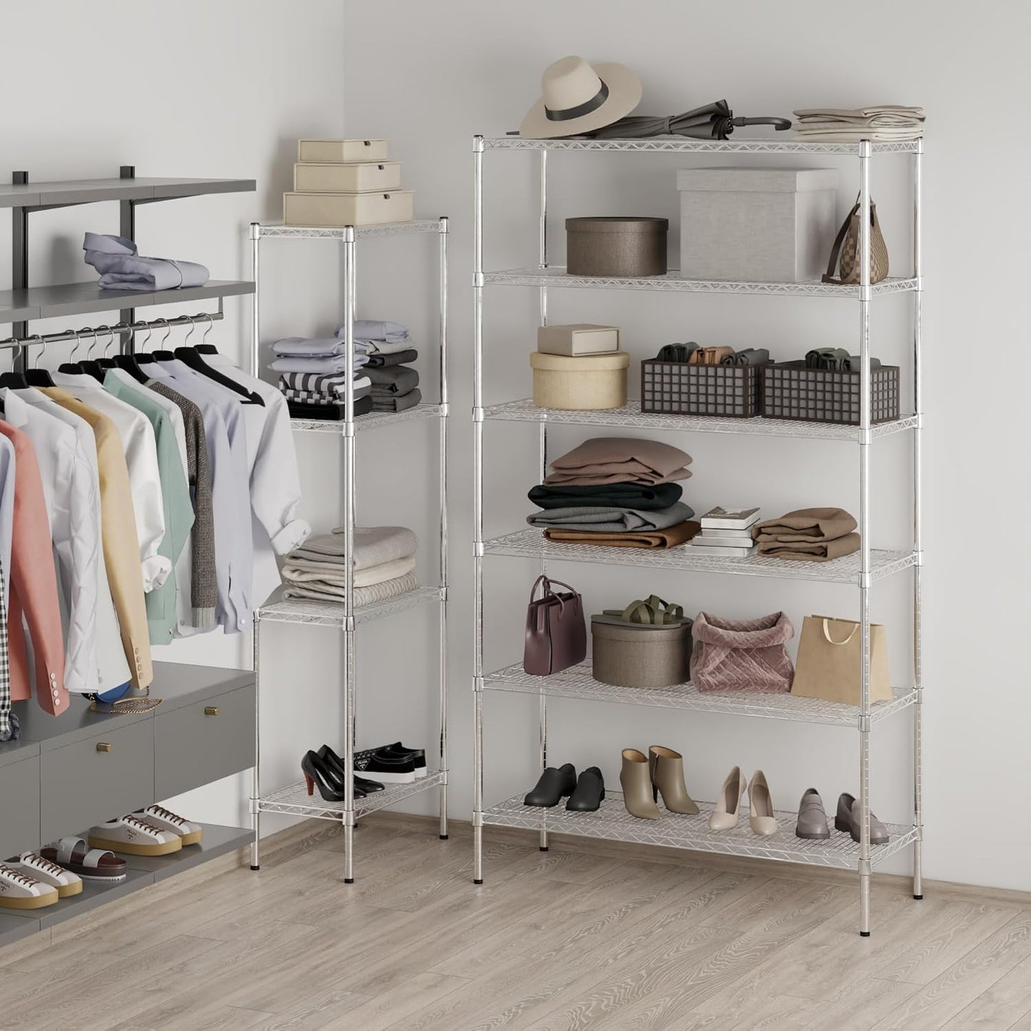 18" Deep x 48" Wide x 86" Height Wire Shelving Kit | 6-Tier | NSF Commercial Storage Rack Unit