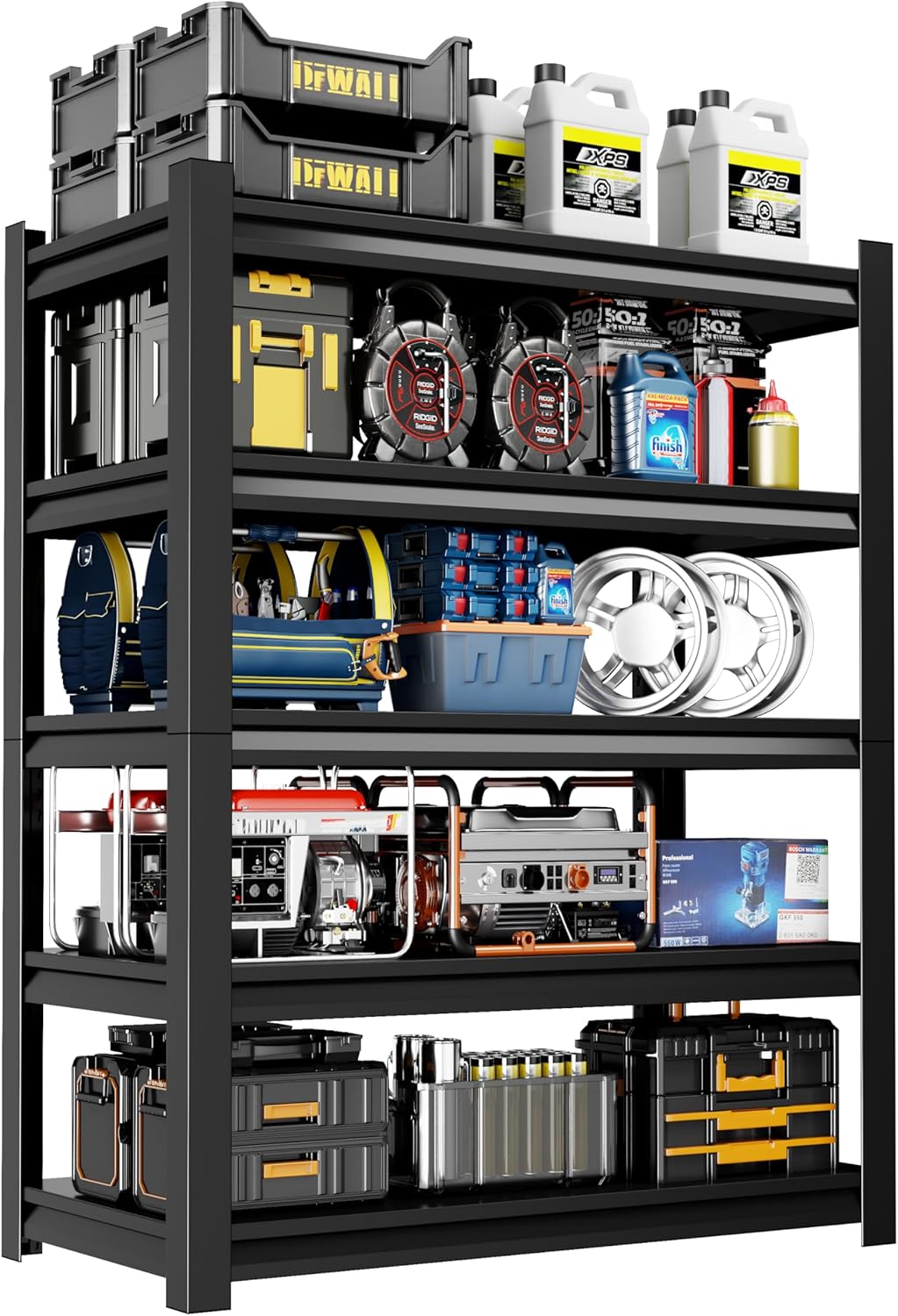 32" W Garage Shelving,5-Tier Heavy Duty Shelving Unit,3000LBS Adjustable Metal Storage Shelves,Storage Rack Units for Industrie,Shed,Warehouse,Basement,Black,32" W x 16" D x 63" H