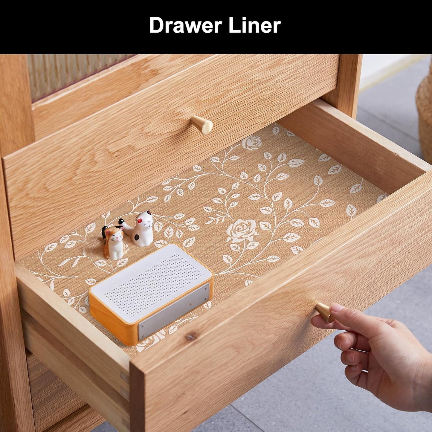 Cooyes Shelf Liner – Premium Non-Adhesive Cabinet & Drawer Liner for Kitchen – Waterproof Shelf Paper with Modern Pattern – Durable EVA Cabinet Mat – Easy to Cut （17.5" W x 360" L）