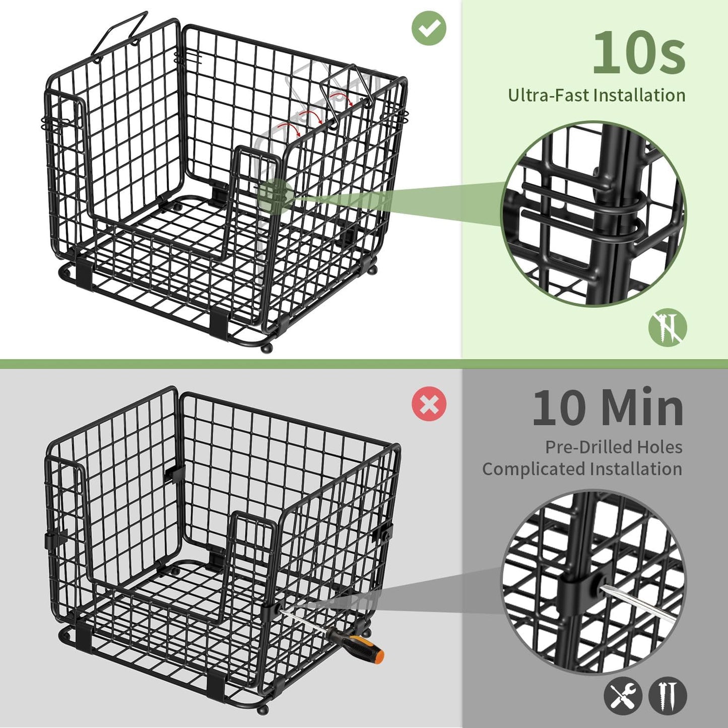 Wire Storage Basket for Kitchen Pantry: GGIU Stackable Kitchen Counter Organizers - Wire Organizing Bin for Produce Vegetable Potato and Onion Black
