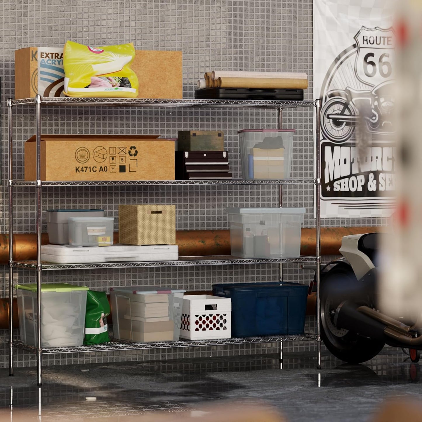21" Deep x 72" Wide x 64" Height Wire Shelving Kit | 4-Tier | NSF Commercial Storage Rack Unit
