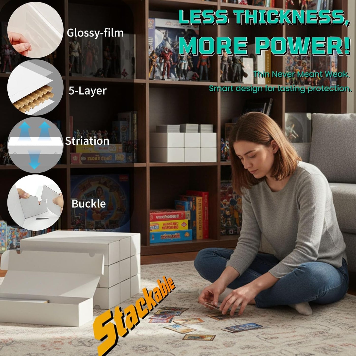 Collectible Trading Cards Storage Box, Card Storage Box with Trading Card Dividers, Collectible Trading Cards (10-Pack)