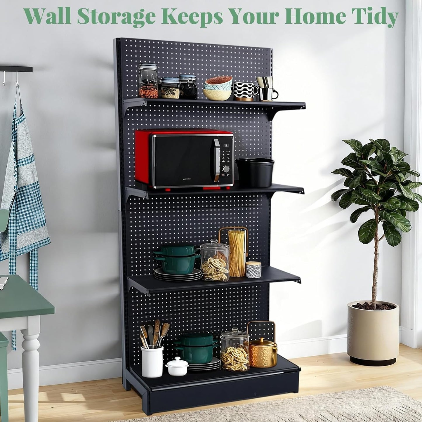 Pegboard Display Stand, Retail Shelving Wall Display with Extra 30 Pieces Hooks, Standing Peg Board Display with 4 pcs Single Side Board Panels, for Supermarket, Grocery Stores, Black