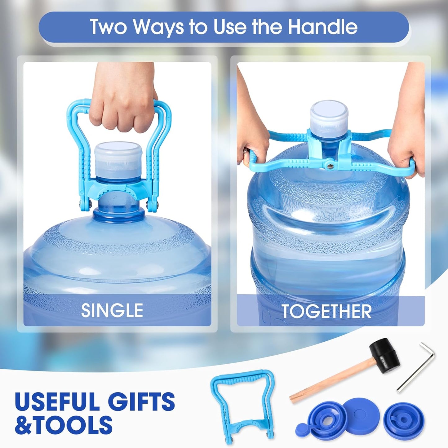 Klvied 5 Gallon Water Jug Holder - Double Row Rack with 8 Slots for Water Bottle Organizer, Heavy Duty Storage Rack with Lifter, Stand for 8 Bottles