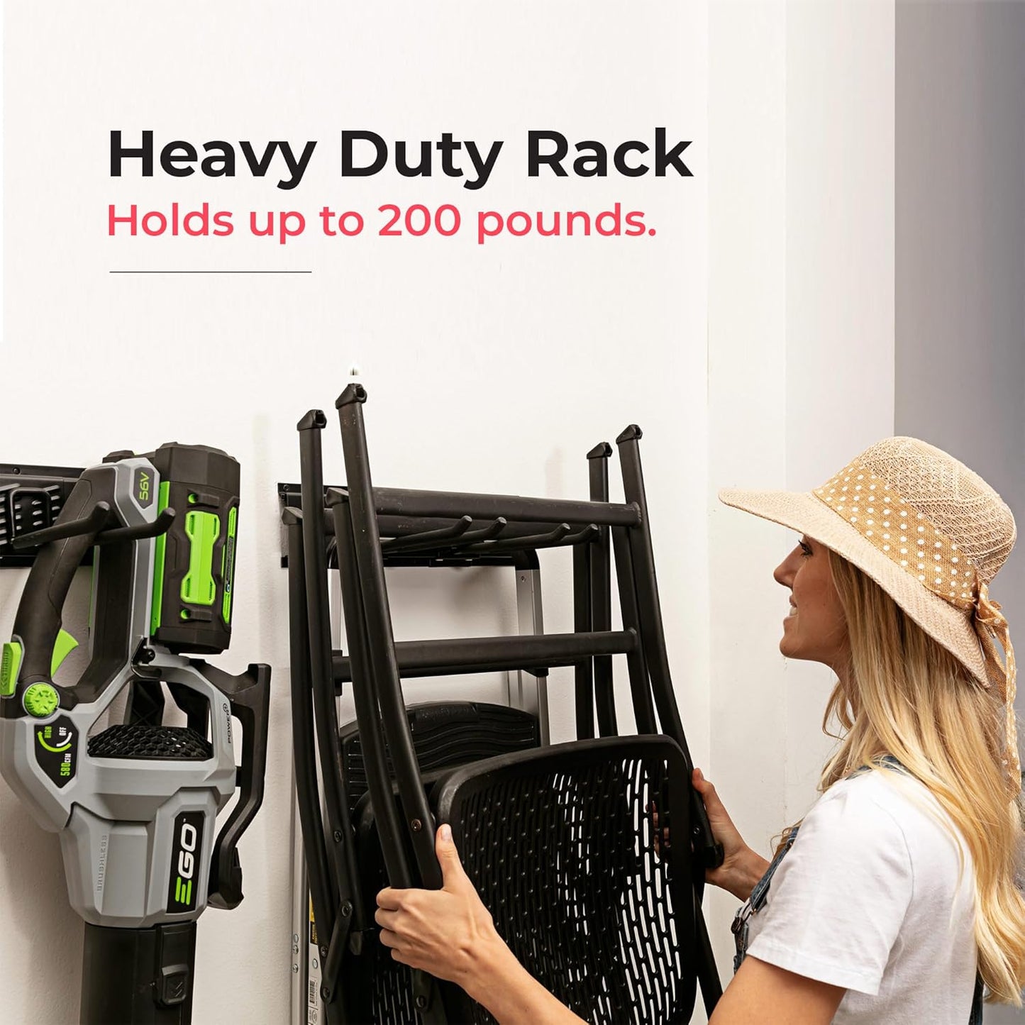 TIDYME Garage Tool Organizer Wall Mount - 32 inches - Sturdy Storage Rack with Adjustable Hooks, Anti-Rust - Easy Installation, 200lbs Capacity - Garden Tool Organizer (02 Racks & 04 Hooks)