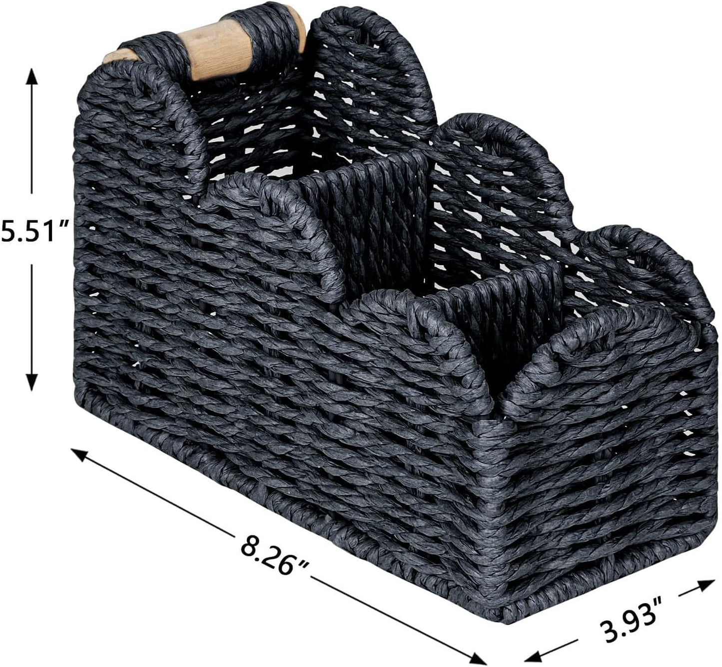 CubesLand Scalloped TV Remote Control Holder Bedside Organizer, Office Desk Caddy Storage Organizer Accessories, Pen Pencil Cup, Makeup Brush Holder, Fits Farmhouse Rustic Decor, Earth Friendly, Black
