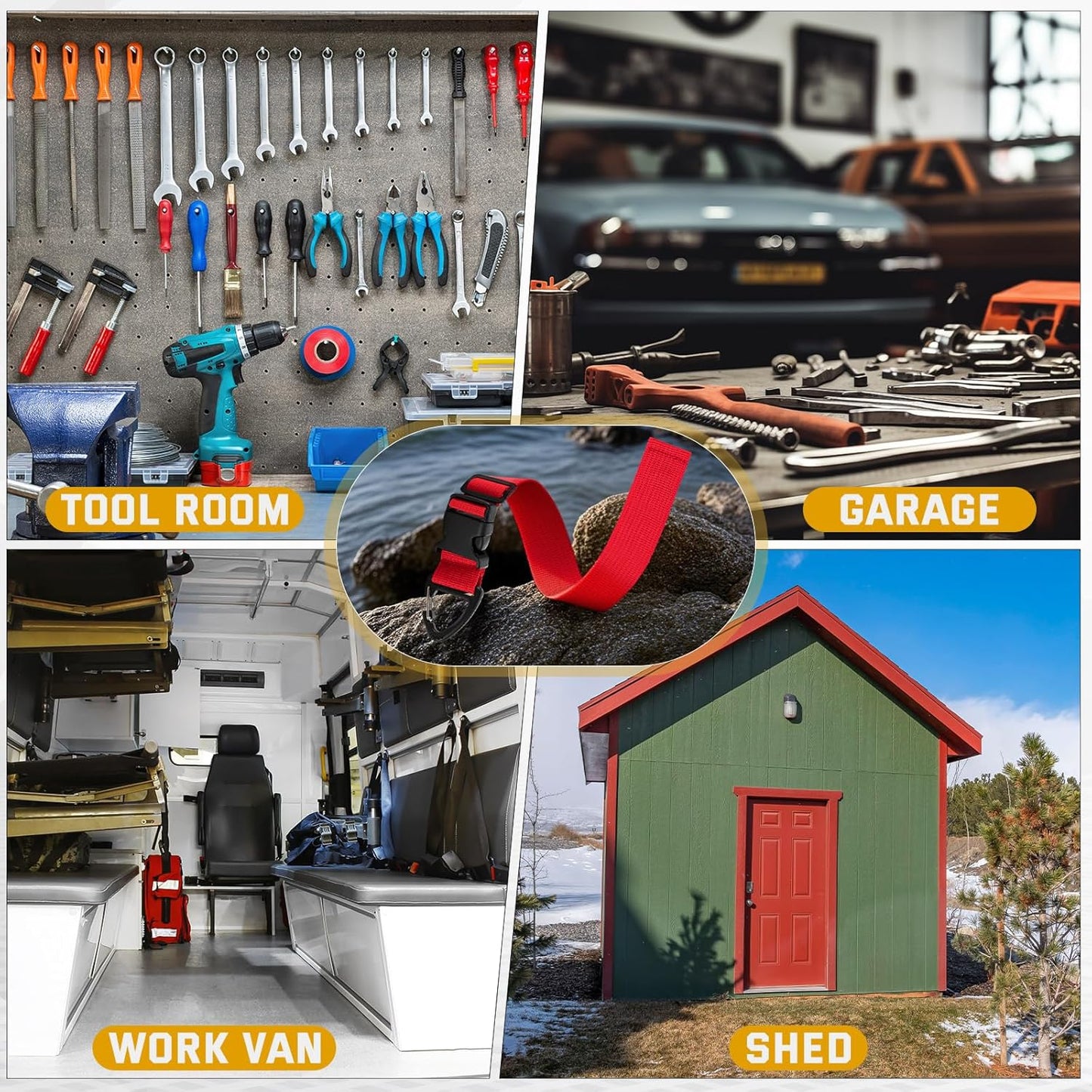 12 Pack 17 Inch Adjustable Extension Cord Holder Organizer with Triangle Clips for Garage Organization and Storage Heavy Duty Extension Cord Hanger for Men Workshop (Multicolor)