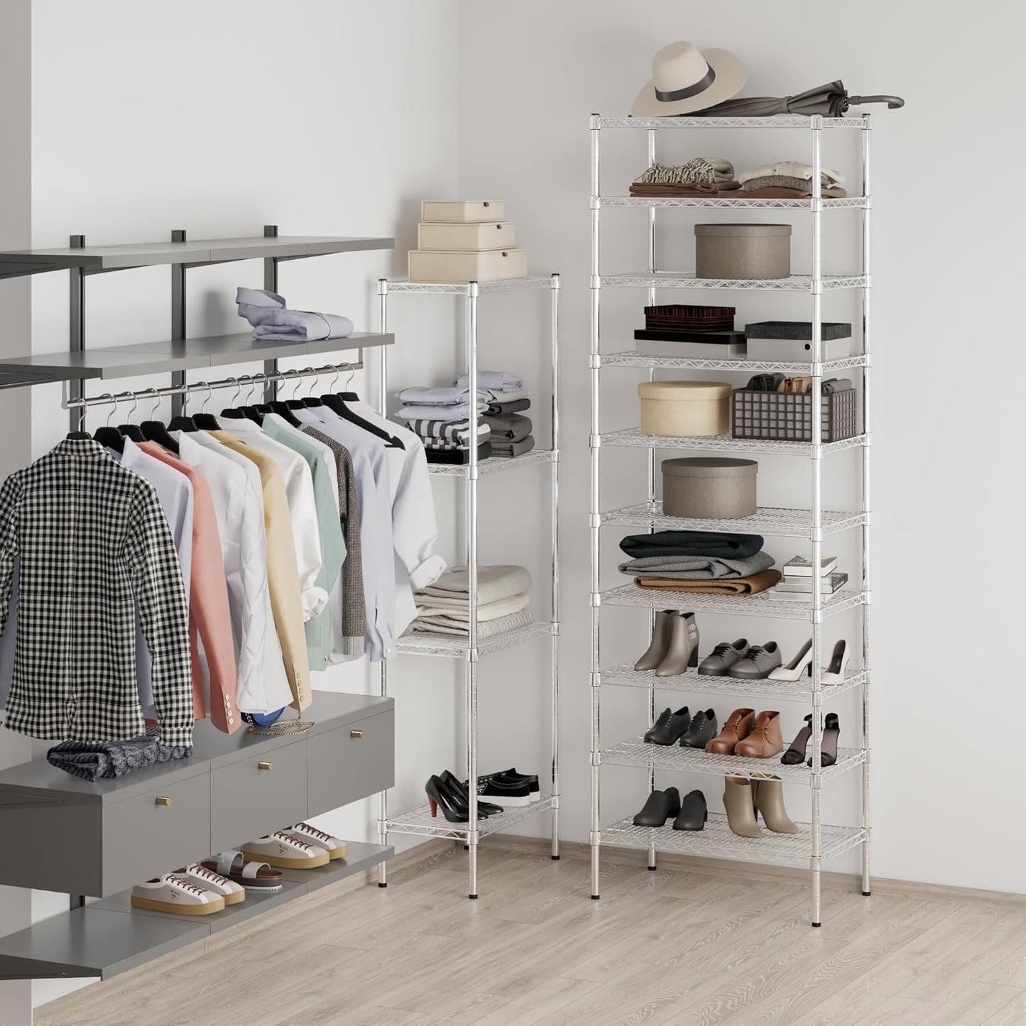 18" Deep x 30" Wide x 96" Height Wire Shelving Kit | 10-Tier | NSF Commercial Storage Rack Unit