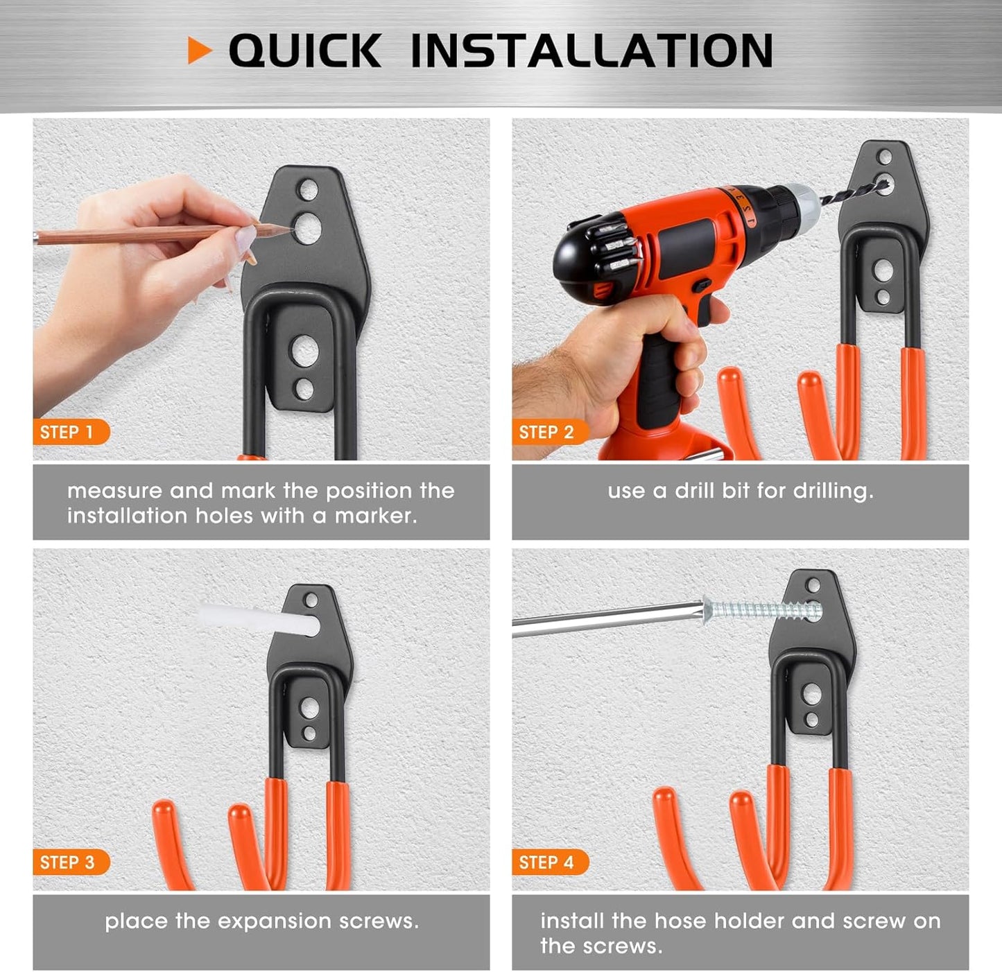 Upgraded Garage Hooks, 6 Pack Heavy Duty Wall Mount Steel Utility Hooks, Storage System Hooks for Power Tools, Garden Hose, Ladder, Bike, Cords, and More