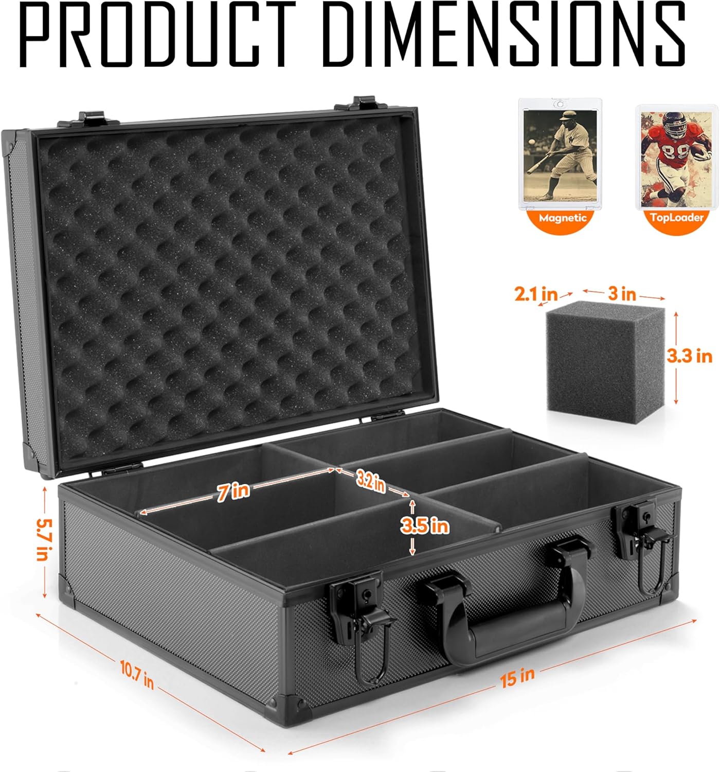 Top Loaders Storage Box with Key Lock - Holds up to 600+ Top loaders or 130+ 35pt One Touch, Trading Card Case Sports Card Storage Box, Not for Graded Card