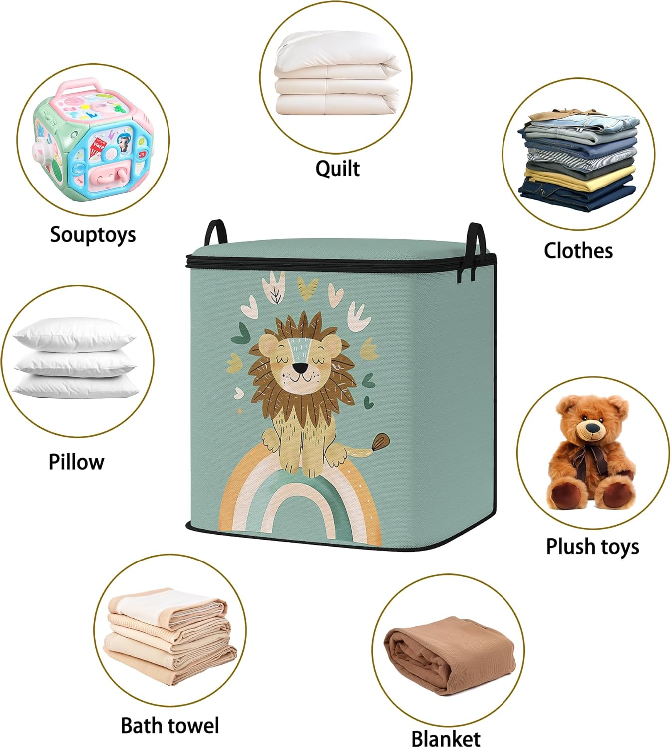 Large Comforter Storage Bag with Zipper,Closet Organizer for Clothes/Blankets/Quilts/Pillows,Fabric Moving Bags with Portable Handles 95L(2-Pack)
