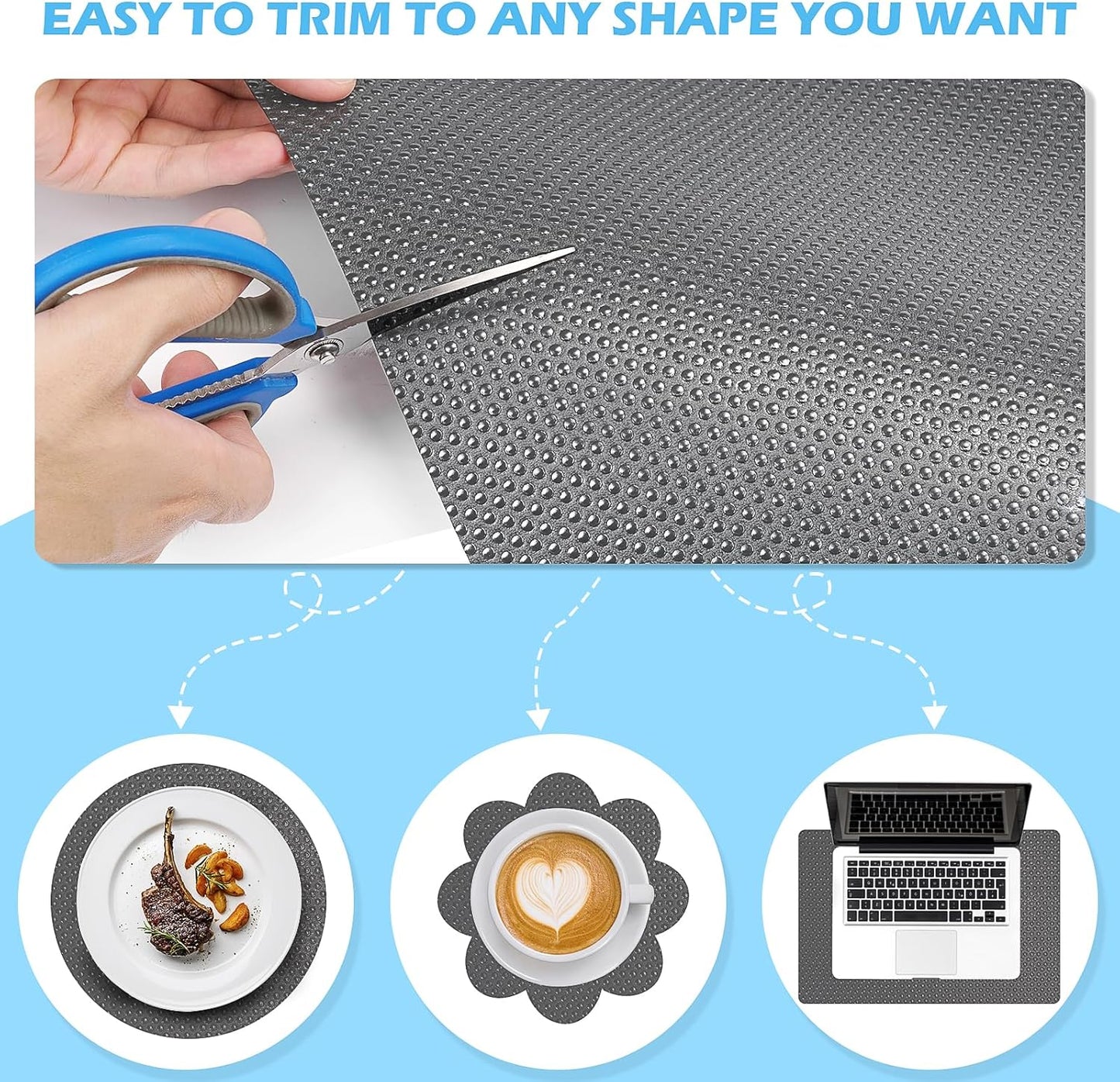 Drawer Liners, Waterproof Shelf Liner, Anti-Slip Non-Adhesive BPA Free Kitchen Cupboard Cabinet Liner Refridge Fridge Mats Sink Protector Strong Durable for Home (Grey/11.8in x 10Ft)
