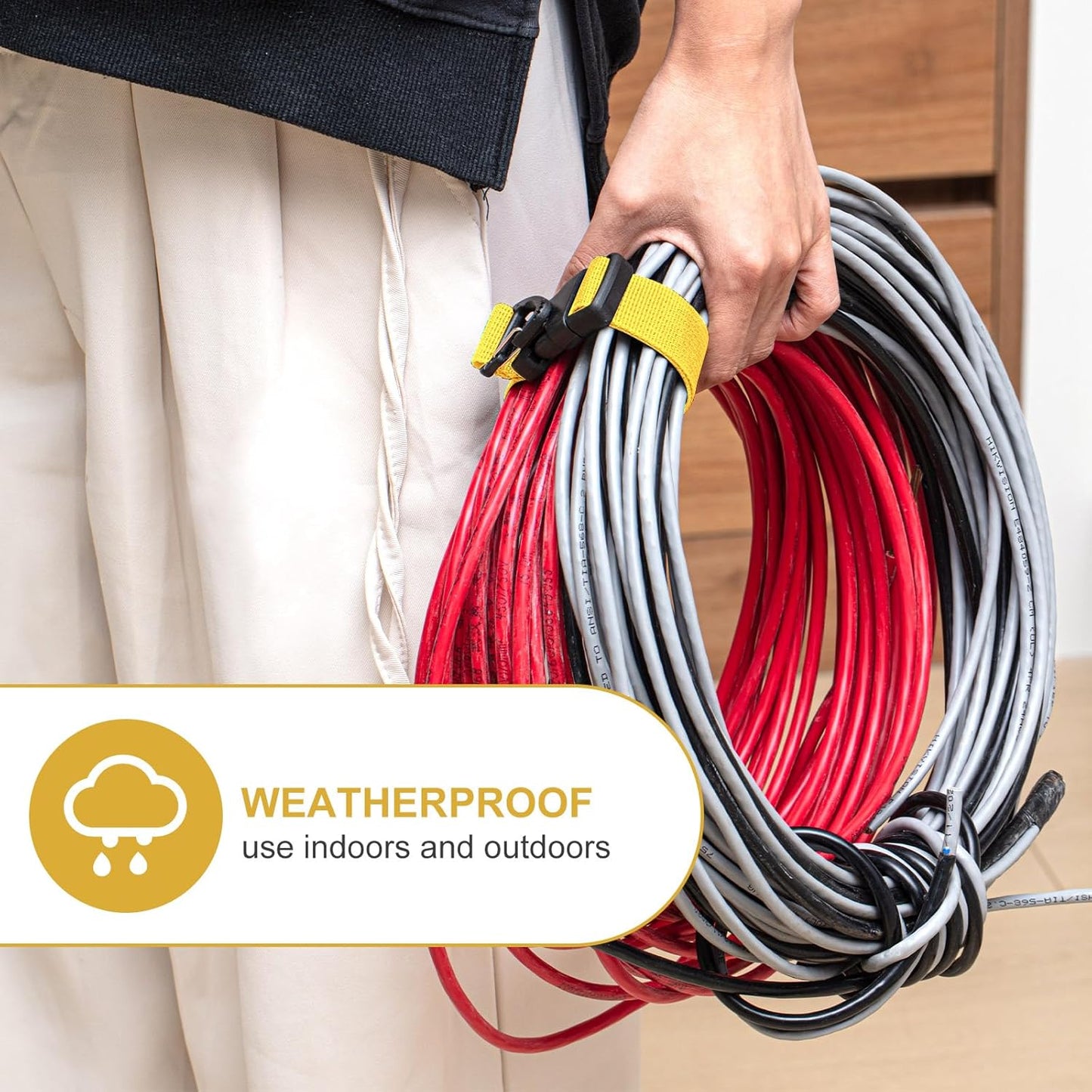 6 Pack 17 Inch Adjustable Extension Cord Holder Organizer with Triangle Clips for Garage Organization and Storage Heavy Duty Extension Cord Hanger for Men Workshop (Yellow)