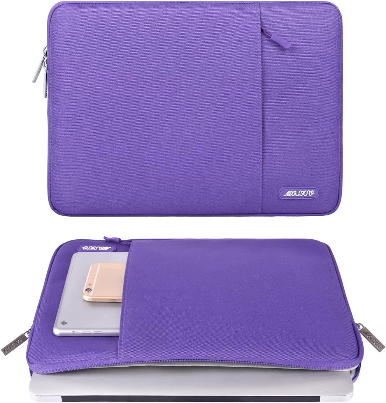 MOSISO Laptop Case 13.3 inch, 13-13.3 inch Laptop Sleeve Compatible with MacBook Air/Pro 13/Pro 14 M5 M4 M3 M2 M1, HP Dell ASUS Lenovo,Polyester Vertical Computer Sleeve Bag with Pocket, Ultra Violet