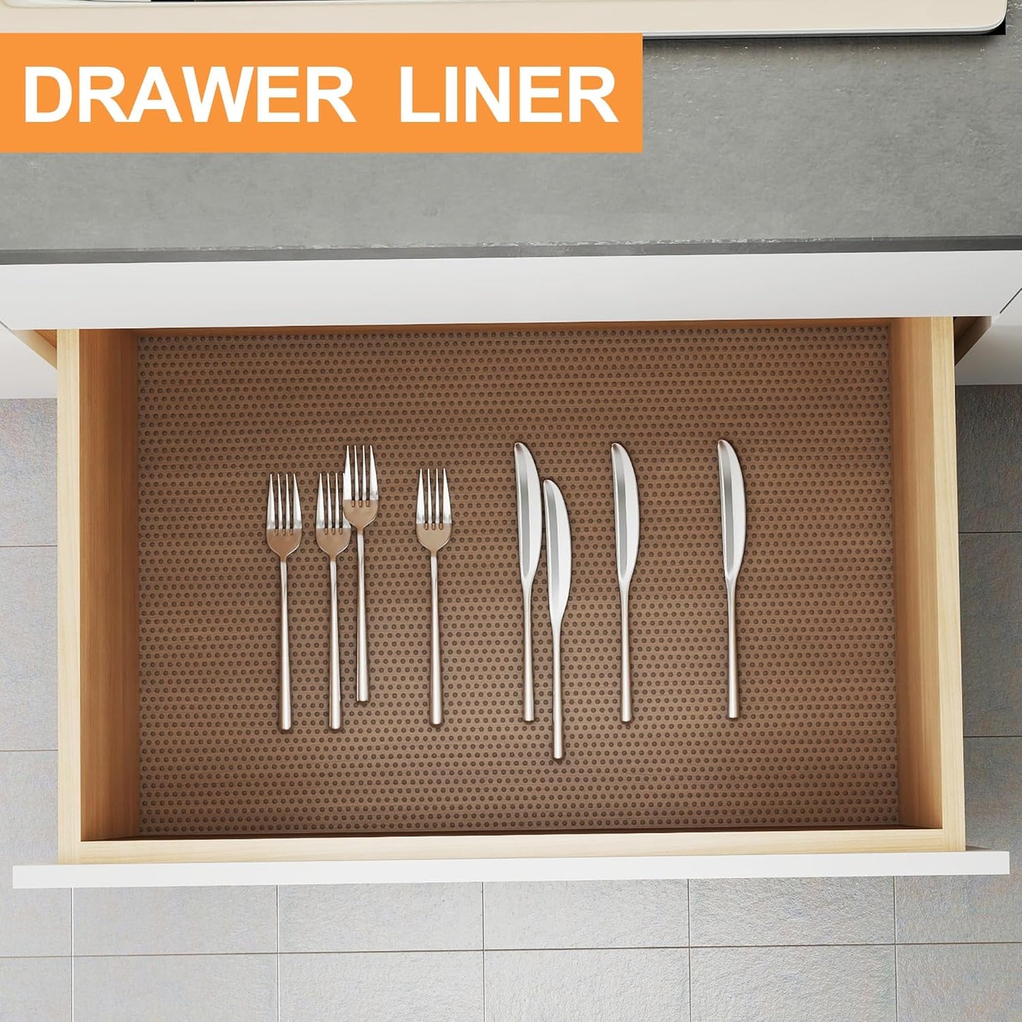 FLPMIX Clear Shelf Liners for Cabinets: 24" Wide Waterproof Under Sink Mat Translucent Grey - Non-Adhesive Easy to Cut Large Drawer Liner for Kitchen Pantry 24" x 25'