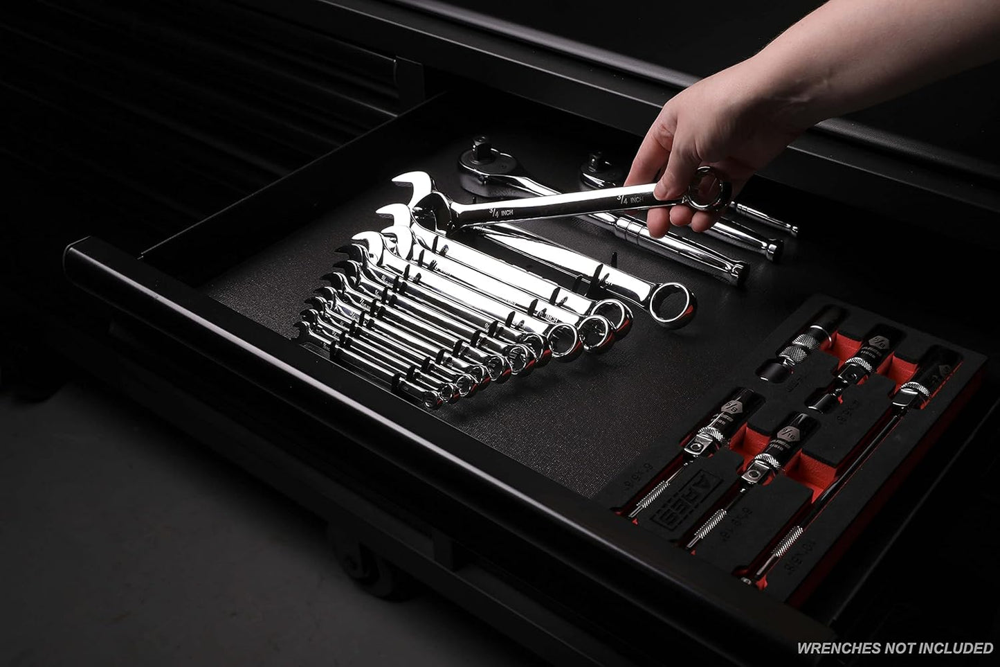 ARES 62006-12-Slot Metal Magnetic Wrench Organizer - Sturdy Metal Rack Stores up to 12 SAE and Metric Wrenches and Keeps Your Garage Organized