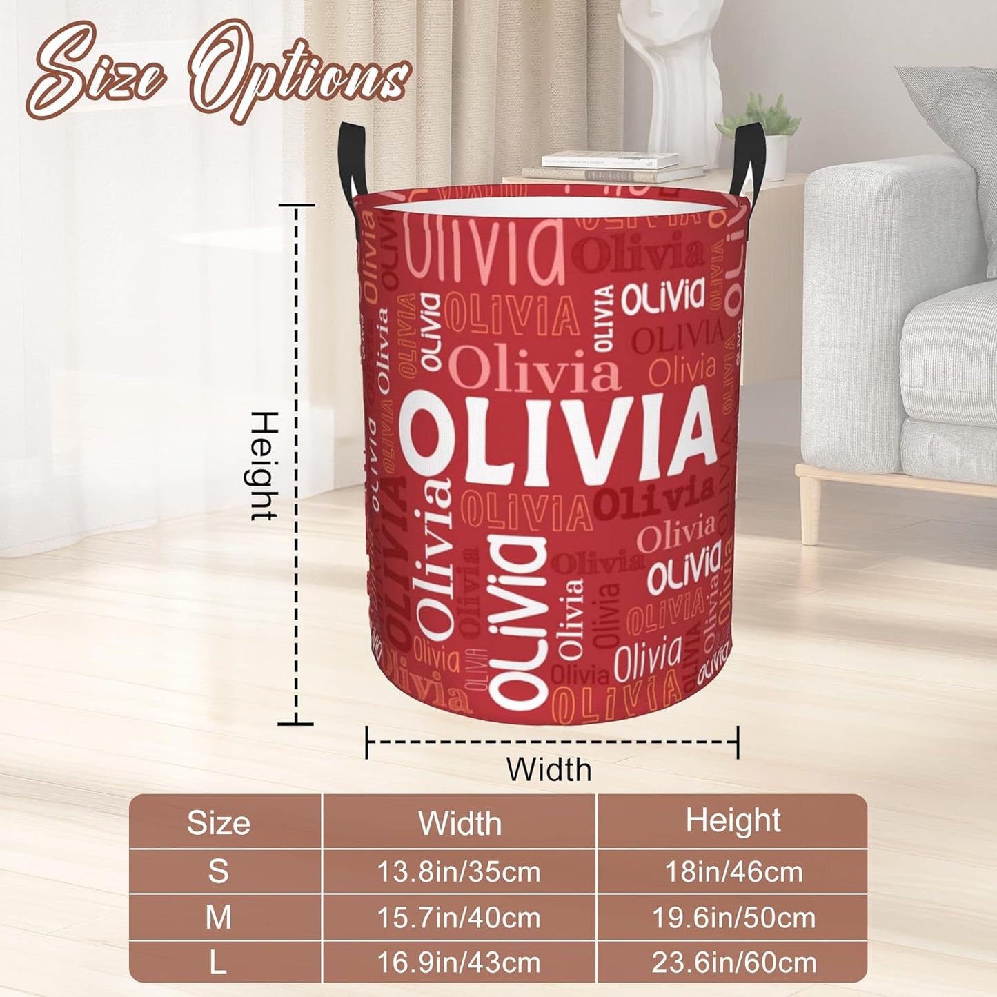 Custom Name Laundry Hamper, Personalized Laundry Basket with Name for Boys Girls Kids Men Women, Customized Name Dirty Clothes Basket Gifts for Clothes Toy Bathroom Bedroom Laundry Room Dorm